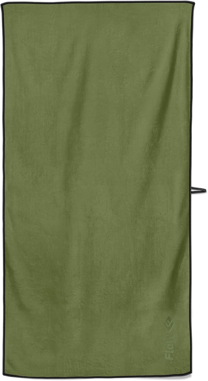 Flow Hydro Sport Towel - Microfiber Quick Dry Swimming Towels for Swim, Pool, Triathlon, and Other Water Sports in Medium, Large, Extra Large, and Hooded Sizes (Army Green, Large (60" x 30"))