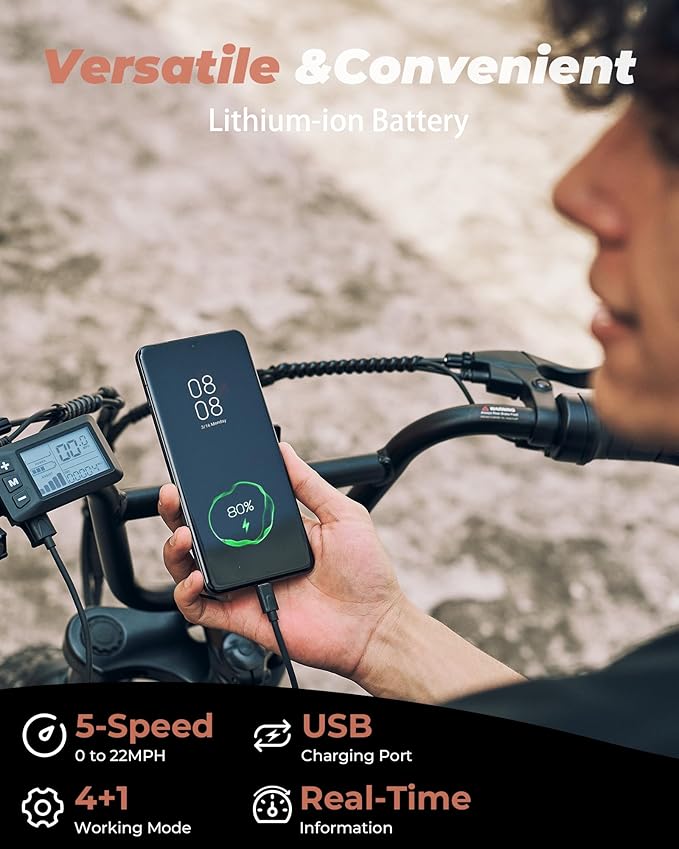 Electric Bike for Adults,16" Electric Dirt Bike with 750W Motor,22MPH 55 Miles PAS Range ebike,UL2849 Certified 374.4WH Battery USB Charging Commute Off Road Ebikes for Adults and Teens