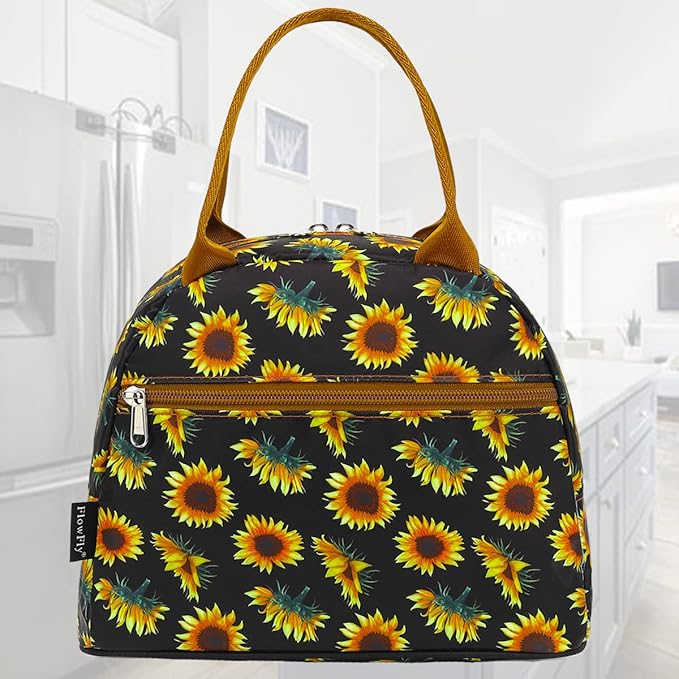 FlowFly Insulated Lunch Cooler Bag - Tote Bag Organizer for Women/Men, SunFlower