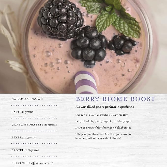 Functional Formularies Nourish Berry Medley Peptide Formula, Organic Tube Feeding Formula and Nutritional Meal Replacement Supplement, 12 Oz Pouch, Pack of 24