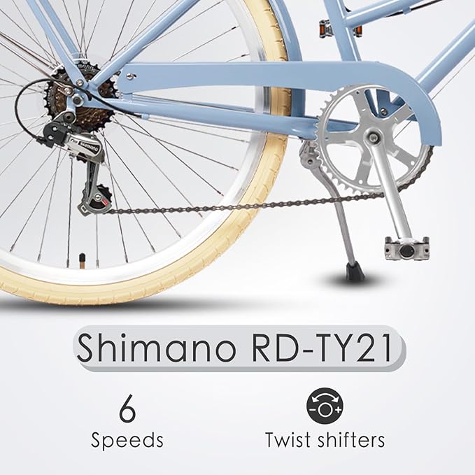 AVASTA Astrid Vela Hybrid Bike for Adult Women Female Lightweight Step Through 26 Inch High Tensile Steel Frame City Commuter Comfort Lady Bicycle, 6-Speed, Multiple Colors