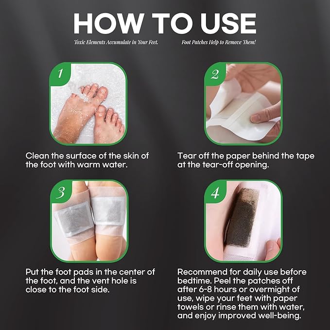 Foot Patches Pads for Deep Cleansing: Feet Patches Bamboo Wood Vinegar Ginger Foot Pads for Promoting Sleeping 20 Packs