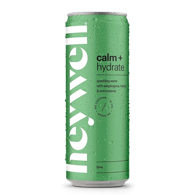 Heywell Sparkling Adaptogenic Water Calm and Restore, Lime Flavor 12 Fluid Ounce (Pack of 12) - Non Caffeinated, Organic, Non GMO, Vegan, Gluten Free, Dairy Free