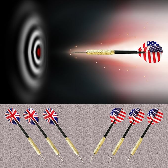 Dart Board, Dart Game Set with 6 Metal Darts and Double-Sided Flocking Dartboard (18 Inches)