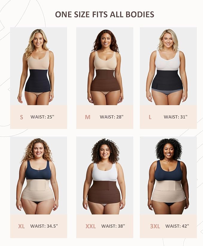 FeelinGirl Waist Trainer for Women Trimmer Belt Waist Cincher Tummy Wrap Plus Size Snatch Me Up Bandage Body Shaper