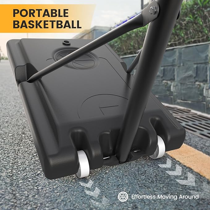 Basketball Hoop Outdoor 10 FT Height Adjustable Basketball Goals Systems Portable with 44" Backboard and Wheels for Youth Adults Kids - Backyard, Driveway, Indoor Play