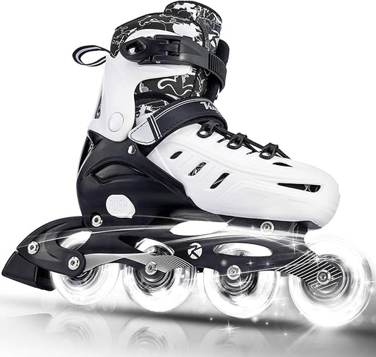 Inline Skates for Kids and Adult, Adjustable Fun Illuminating Skates for Girls, Boys, Women and Men Outdoor and Indoor, Beginner
