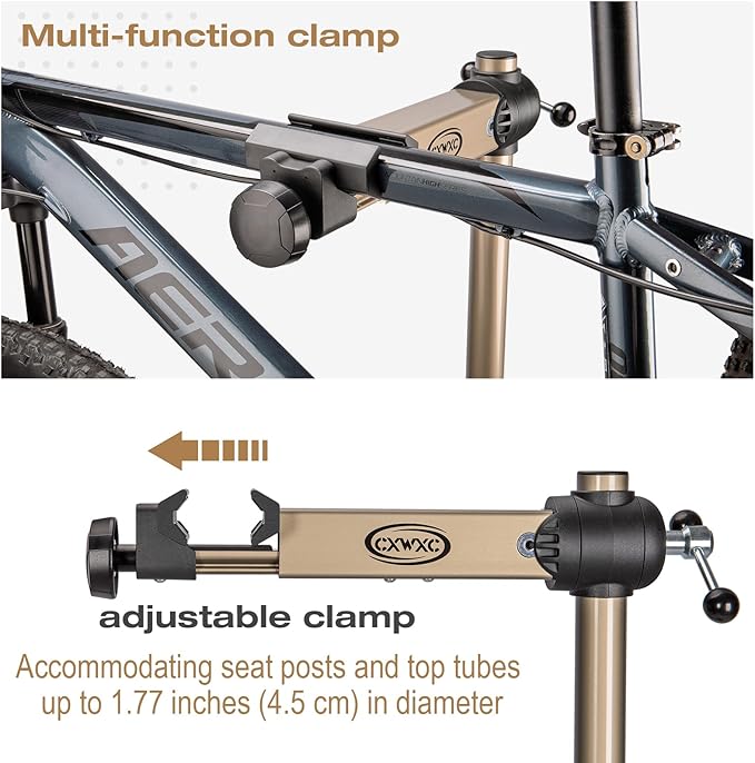 CXWXC Bike Repair Stand - Bicycle Stand For Maintenance Workstand - Ebike Repair Stand Shop Home Mechanics for Mountain Road Bike and E Bike (Champagne)
