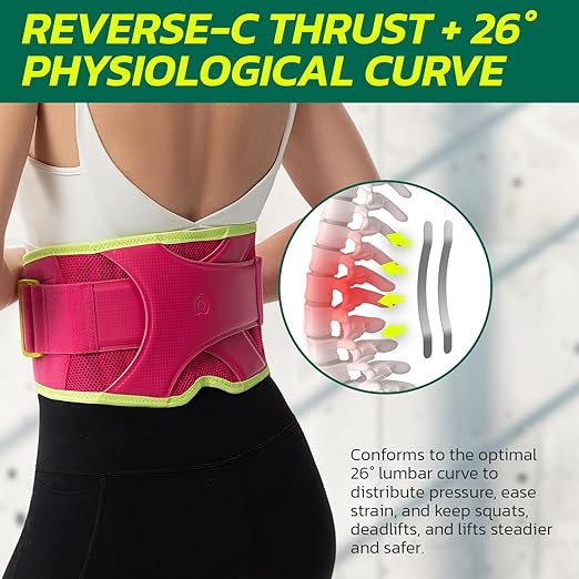 Back Brace for Lower Back Pain Relief, 8X Powerful Support System,Lumbar Support Belt for Men & Women Ergonomic 3D knitted Design with Adjustable Strap for Fitness Running Home Pilates Pink S