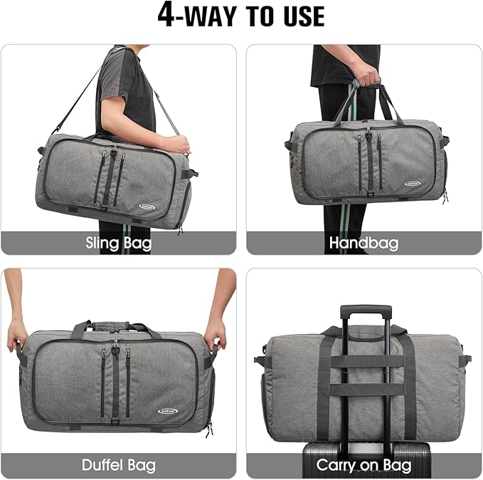 G4Free 40L/65L Foldable Duffel Bag, Water-Repellent Travel Backpack, Lightweight Carry Bag for Overnight Weekender Sports Men Women