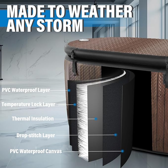 AKSPORT Ice Bath Tub for Athletes, 238 Gallons Inflatable Cold Plunge Tub Compatible with Water Chillers,Icebath for Recovery & Cold Water Therapy, Portable Bathtub for Indoor & Outdoor-Wood