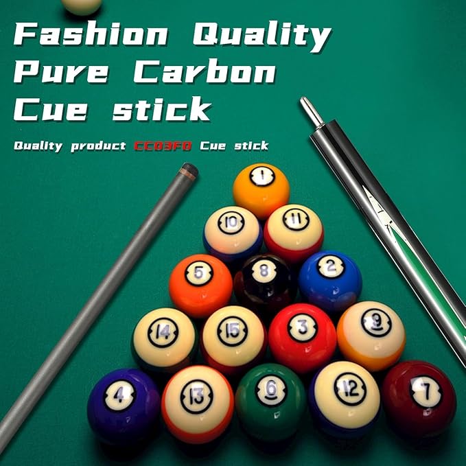 CROWN ME Carbon Fiber Pool Cue Stick, 12.5mm Tip Soft Grip Billiard Carbon Fiber cue, Weight 20OZ Cue Stick, 58" Pool Table Sticks