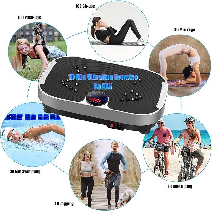 AXV Vibration Plate Exercise Machine Whole Body Workout Vibrate Fitness Platform Lymphatic Drainage Machine for Weight Loss Shaping Toning Wellness Home Gyms Workout