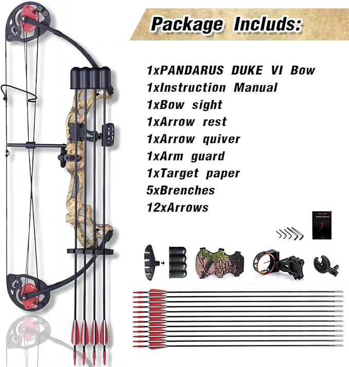 Compound Bow Archery for Youth and Beginner, Right Handed,19”-28” Draw Length,15-29 Lbs Draw Weight, 260 fps