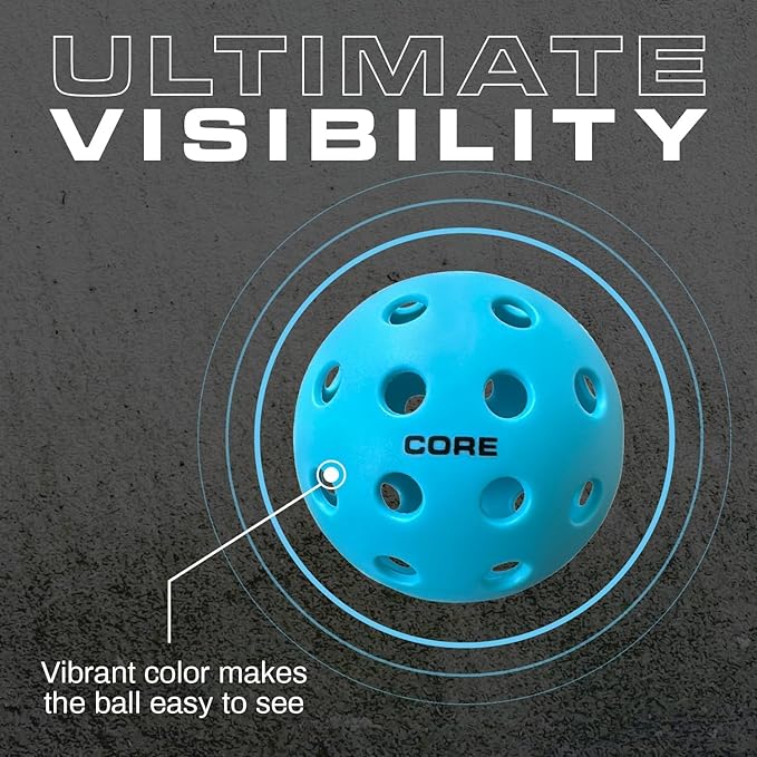 CORE Pickleball Balls for Professionals and All Levels of Play - Set of 4-50 Balls with 40 Holes - Durable & Seamless Design - Premium Outdoor Pickleball Balls, Polypropylene - USA Pickleball Approved