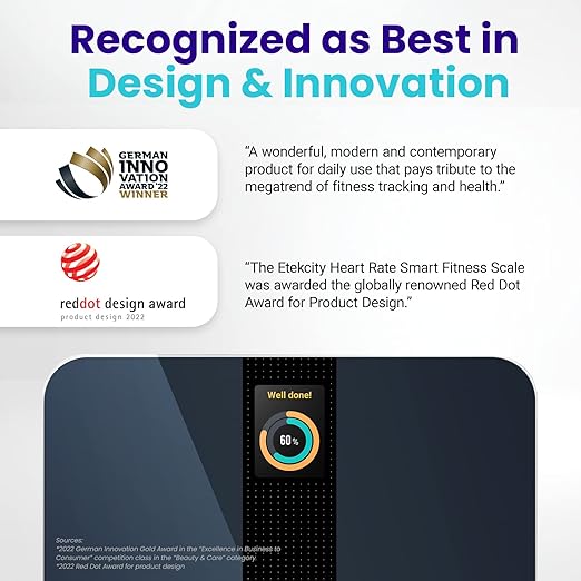 Etekcity Smart Scale for Body Weight Fat, Digital Bathroom Weighing Machine for Accurate BMI Muscle Mass Composition, Home Use Apple Health Compatible Fitness Equipment