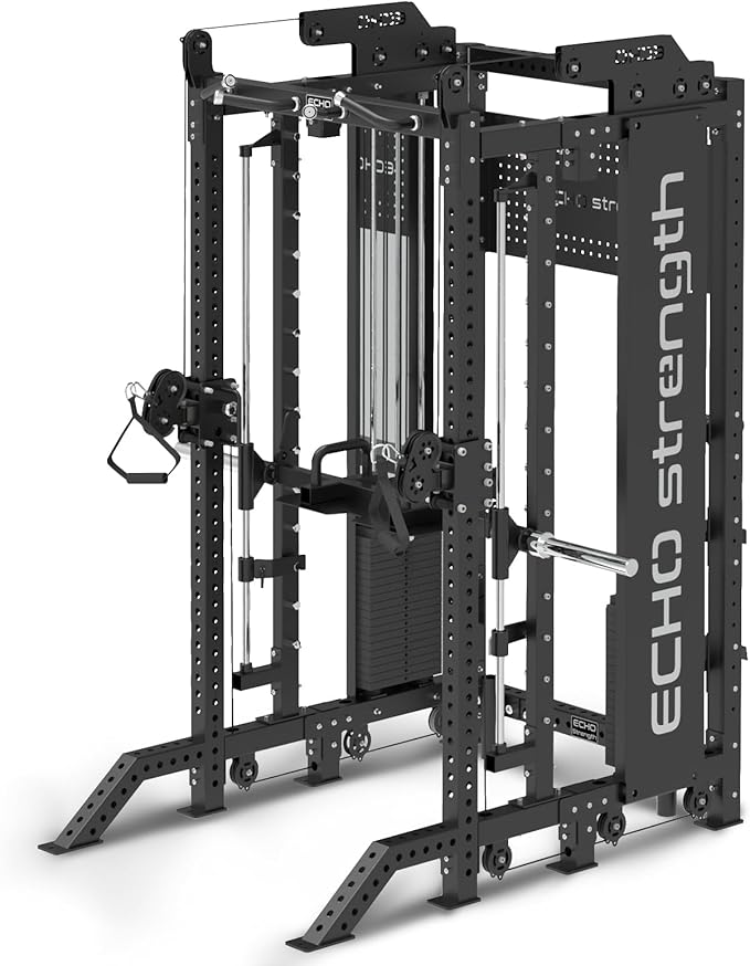 Commercial Cable Crossover Exercise Machine All in One Functional Trainer Cable Machine with 400LBS Weight Stacks Power Cage Squat Rack with Pulley System Compact Functional Trainer for Home Gyms