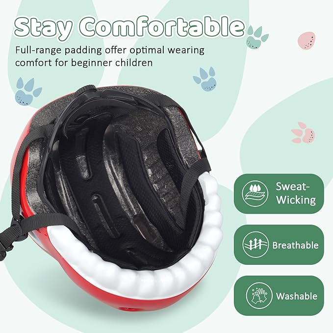 Dinosaur Bike Helmet for 1-3-5-8 Toddler Baby Kids, Lightweight Bicycle Helmet for Cycling Skateboard Roller Skate & Multi-Sports,2 Sizes for Boys and Girls