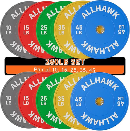 Colored Olympic Weight Plates, 2-inch Rubber Bumper Plate Set for Home Gym Barbell Weight Lifting and Strength Training