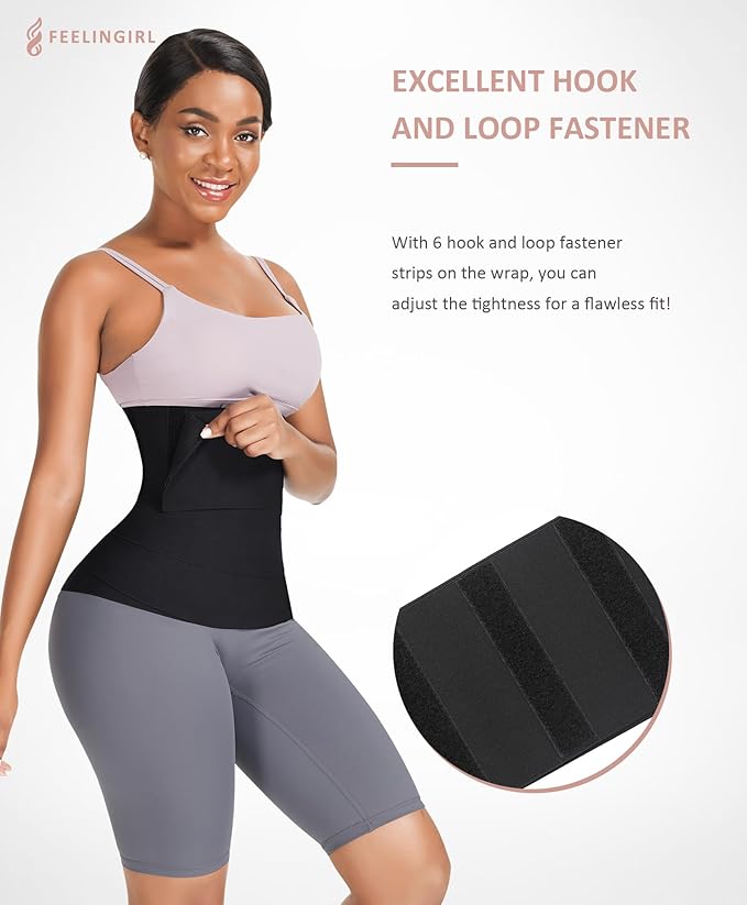 FeelinGirl Waist Trainer for Women Trimmer Belt Waist Cincher Tummy Wrap Plus Size Snatch Me Up Bandage Body Shaper