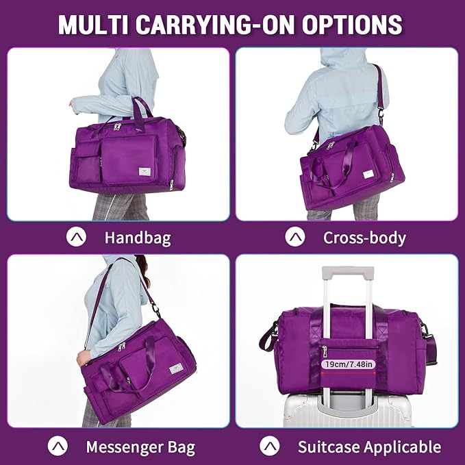 FIORETTO Women's Gym Duffle Bag with Shoes Compartment, 37L Capacity, Ideal for Travel, Gym, Sports, Duffel, Weekender