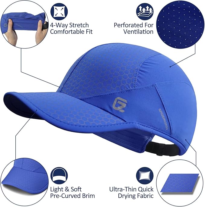 GADIEMKENSD Stretch Running Hat with Soft Brim, Quick Dry, Unstructured, Unisex-Adult