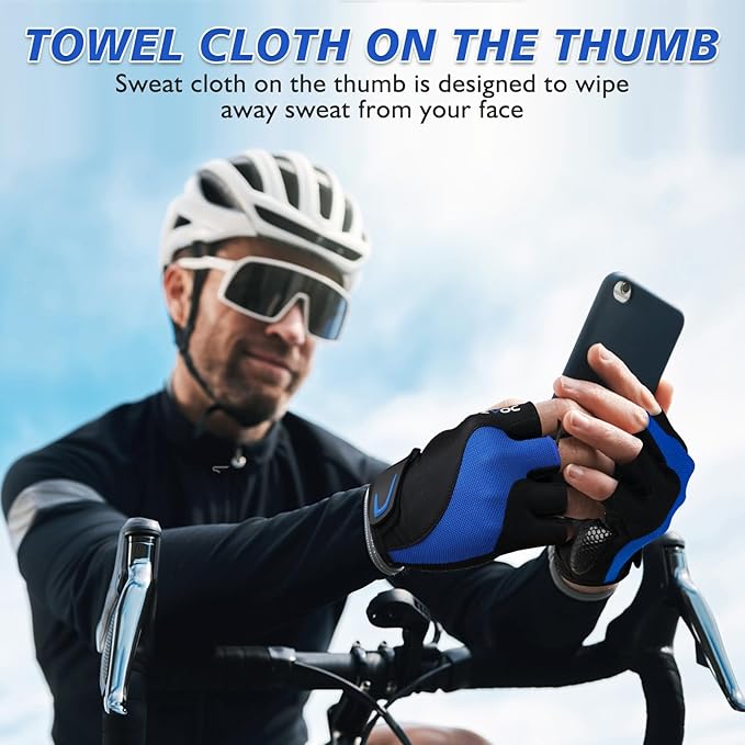 Cycling Gloves with Shock-Absorbing Pad, Extra Grip, Flexible Fit, Light Weight, Breathable for Men and Women Mountain Biking