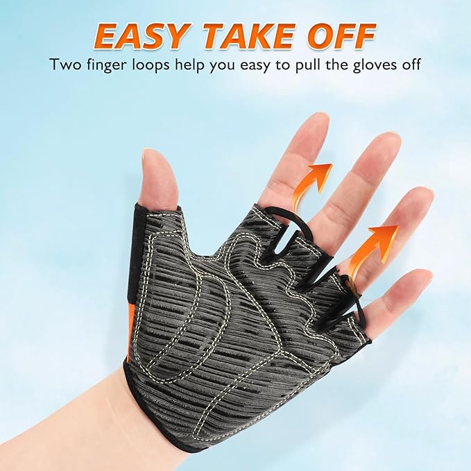 Cycling Gloves with Shock-Absorbing Pad, Extra Grip, Flexible Fit, Light Weight, Breathable for Men and Women Mountain Biking