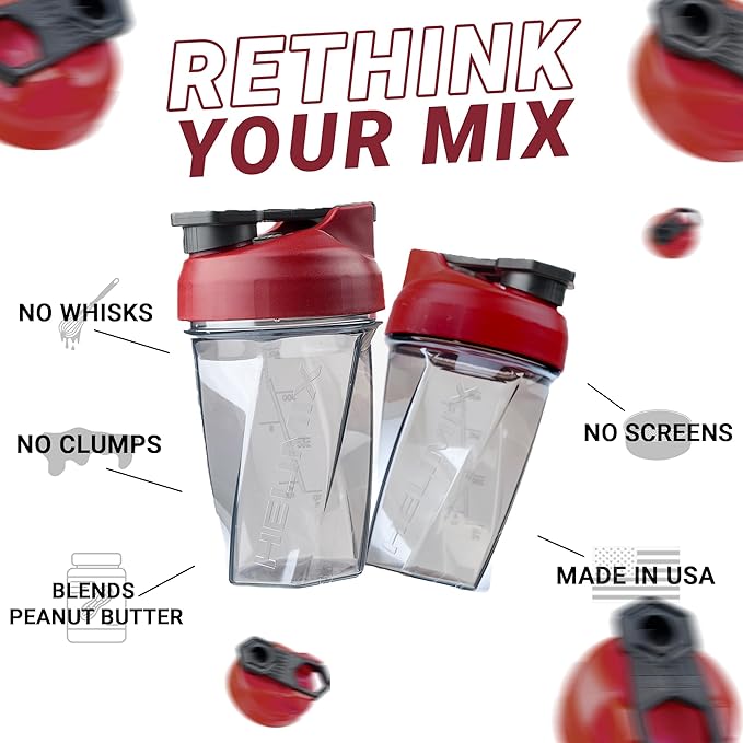 HELIMIX 1.5 Vortex Blender Shaker Bottle Holds Upto 20oz | No Blending Ball or Whisk | USA Made | Portable Pre Workout Whey Protein Drink Shaker Cup | Mixes Cocktails Smoothies Shakes | Top Rack Safe