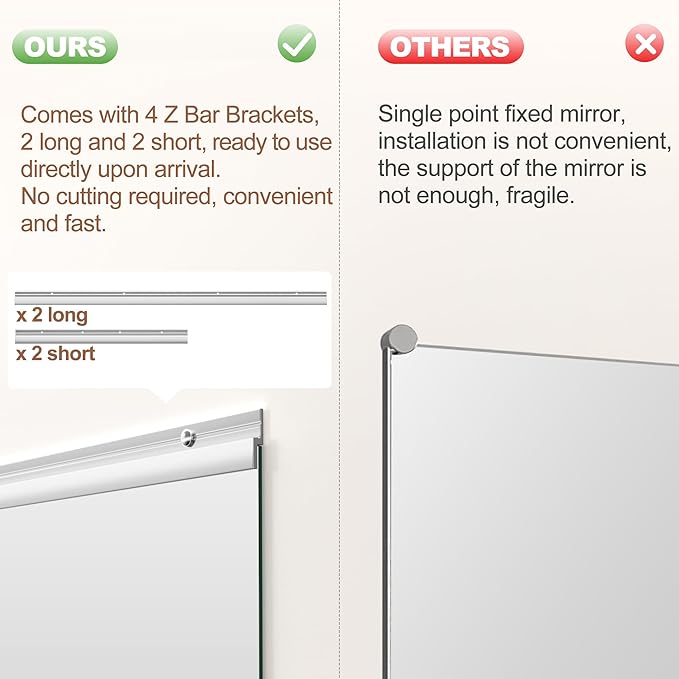 Hasipu Home Gym Mirror 79" L x 36" W - 1PC Large Full Body Mirror for Yoga, Wall-Mounted Mirrors for Fitness, Garage, Dance Studio, 0.16in Tempered Glass Frameless