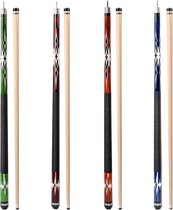GSE Games & Sports Expert 58" 2-Piece Canadian Maple Hardwood Billiard Pool Cue Sticks for Men/Women, House or Commercial/Bar Use (Several Colors, Weight 18oz, 19oz, 20oz, 21oz Available)
