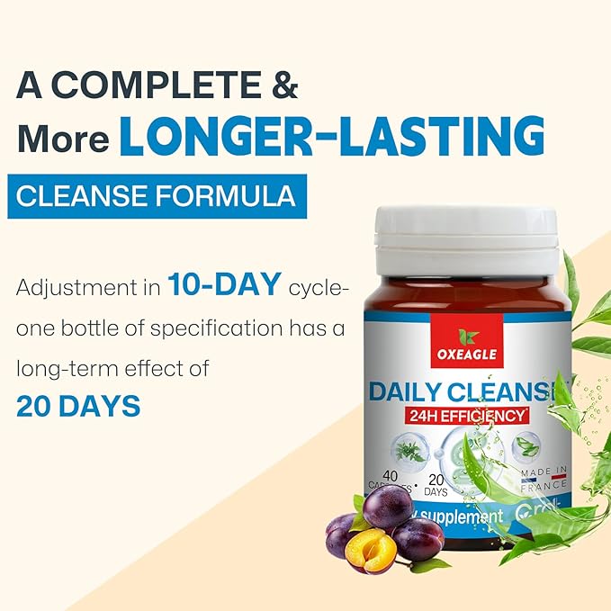 Gut Cleanse Detox for Women, Colon Cleanse & Gentle Herbal Supplements for Men, Powered with Senna Leaves, Plum, Chrysanthemum, Acacia Gum & Aloe Vera–40 Capsules (A01)