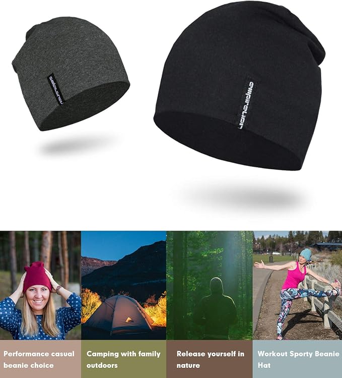 9" Multifunctional Lightweight Beanies Hats Snug Fitting, Running Skull Cap Helmet Liner Sleep Caps