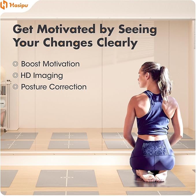 Hasipu Home Gym Mirror 55" L x 17" W - 2PCS Large Full Body Mirror for Yoga, Wall-Mounted Mirrors for Fitness, Garage, Dance Studio, 0.16in Tempered Glass Frameless