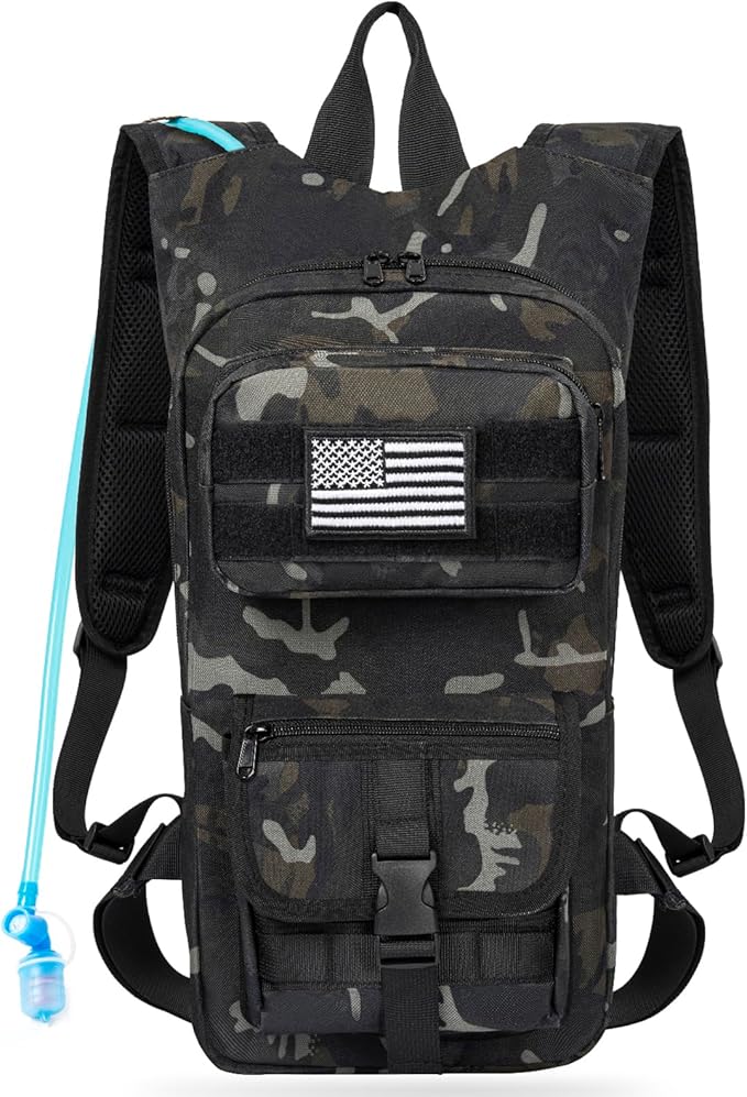 Hydration Backpack, Tactical Molle Water with 2L TPU Water Bladder, for Men Women Lightweight Water Backpack, Hydration Pack for Hiking, Biking, Climbing and Hunting