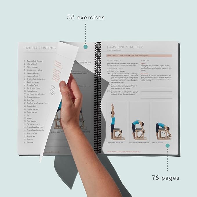 Balanced Body Pilates Chair Guide, Pilates Chair Guide for Workout Equipment, for Home Gym or Studio Use