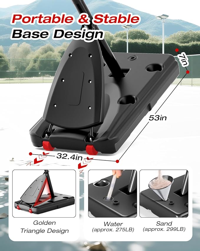 Basketball Hoop Outdoor 10 FT Height Adjustable, Portable Basketball Goals Systems with 45" Backboard for Youth Adults Kids - Backyard, Driveway, Indoor Play