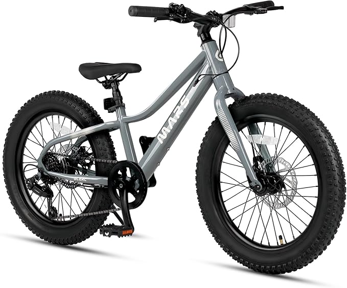 Glerc Mars Kids Mountain Bike, 20 24 Inch Fat Tire Bike for Teen Ages 6-14 Year Old, Bicycle with 2.8-Inch Wide Tires and 6 Speed Drivetrain, Multiple Colors