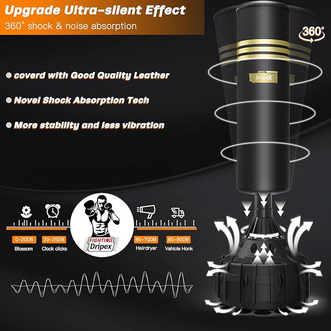 Dripex Freestanding Punching Bag, Heavy Boxing Bag with Stand for Adult Youth - Men Standing Boxing Punch Bag for Home Gym Workout