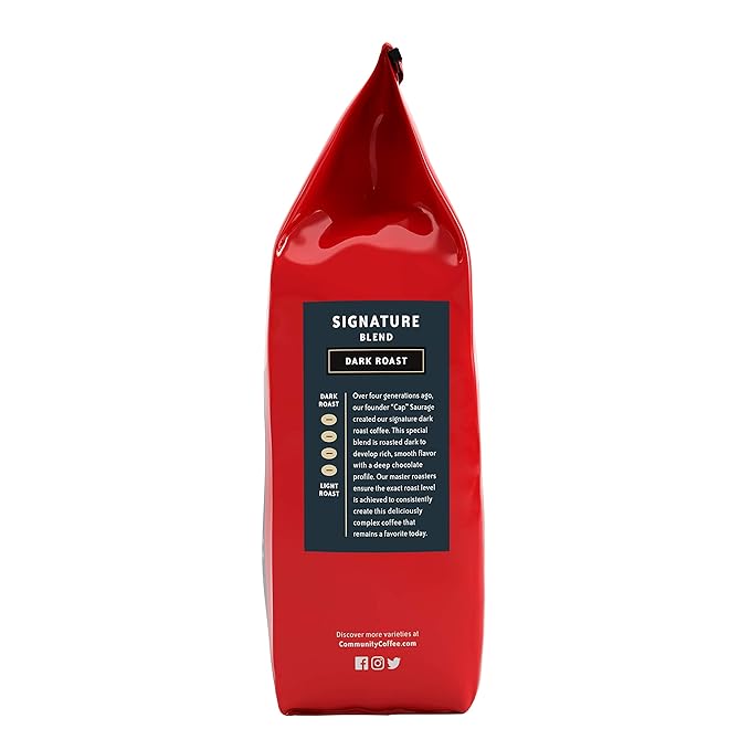 Community Coffee Signature Blend, 128 Ounces Ground Coffee, Dark Roast, 32 Ounce Bag (Pack of 4)