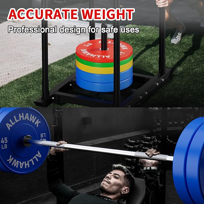 Colored Olympic Weight Plates, 2-inch Rubber Bumper Plate Set for Home Gym Barbell Weight Lifting and Strength Training