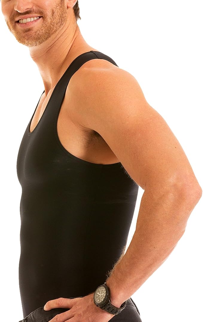 Insta Slim -Made in USA- Compression Tank-Top Shapewear for Men. Tummy Control Slimming Body-Shaper for Belly & Back Support