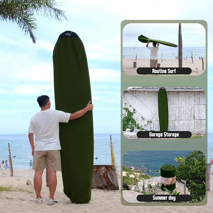 GrowSwell fabric Sock for Surfboard, Treetop Green Surfboard Cover, Surfboard Protection from Scratches, Dings, Wax, UPF 50+ proteciton, Keep 30°F cooler when covered