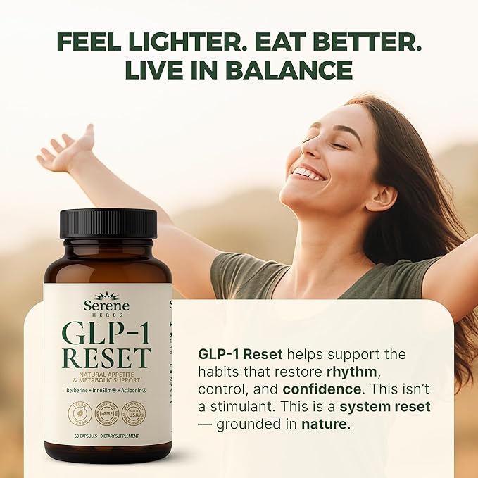 GLP-1 Supplement for Women & Men - Hunger & Metabolism Support with Berberine, InnoSlim, Actiponin - Natural GLP1 Booster to Support Appetite, Digestion & Gut Health - Vegan - 60 Capsules