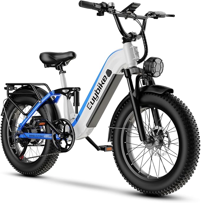 Electric Bike for Adults 1400W Peak, 48V 20AH(960WH) Removable Battery, 20"x4" Fat Tire Full Suspension 80 Miles Range Step-Thru 30+MPH Hunting Ebike, 7-Speed Dual Brakes Electric Bicycle