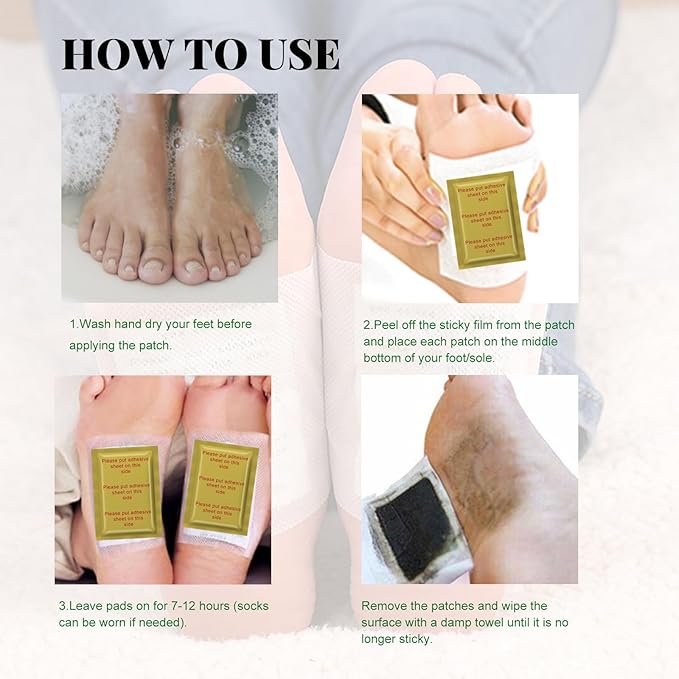 Ginger Foot Pads 100 Packs Bamboo Vinegar Patch Gold Foot Patches Easy to use