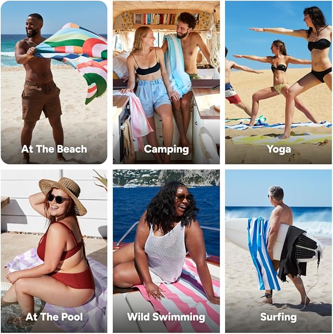 Dock & Bay Beach Towel - Quick Dry, Sand Free - Compact, Lightweight - 100% Recycled - Includes Bag - Fruit Loops - Large (160x90cm, 63x35)