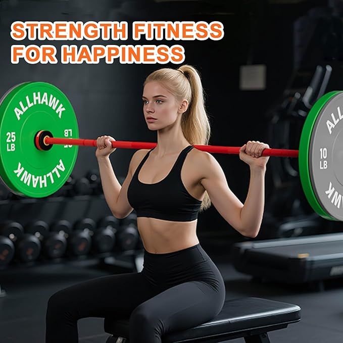 Colorful Olympic Bumper Plates, 2-inch Stainless Steel Insert, Virgin Rubber Weight Plate Set for Barbell Weight Lifting and Strength Training Home Gym