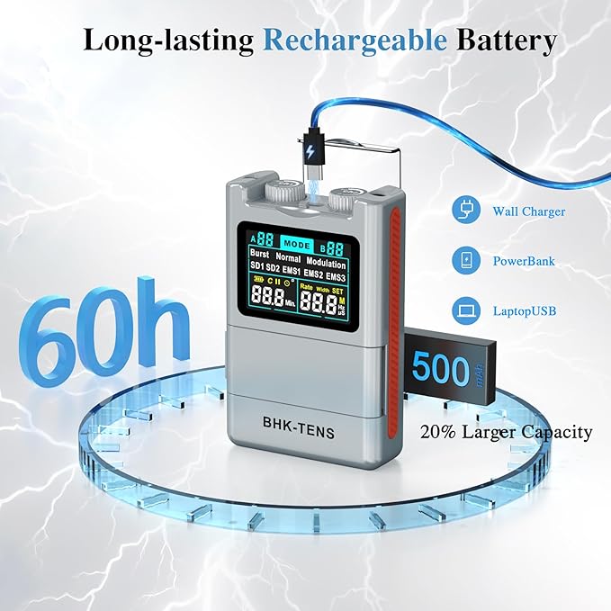 DIY Pluse TENS EMS Unit Muscle Stimulator for Back Pain Relief, Rechargeable TENS Unit Machine with 8 Modes & 8 Electrode Pads. Electric TENS Massager for Chronic Pain, Muscle Relaxation, Home Use