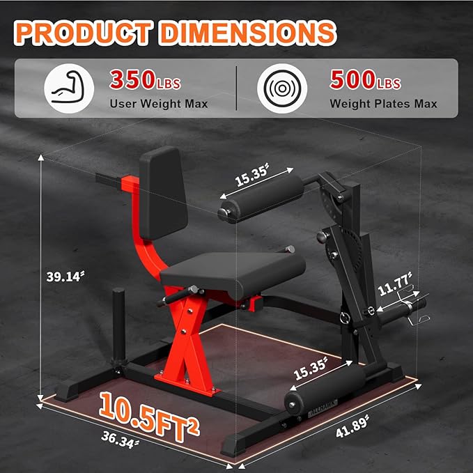All-in-One Leg Extension and Curl Machine, Adjustable Seated Leg Rotary Extension Machine for Lower Body, Plate Loaded Home Gym Weight Machine for Thigh Workouts